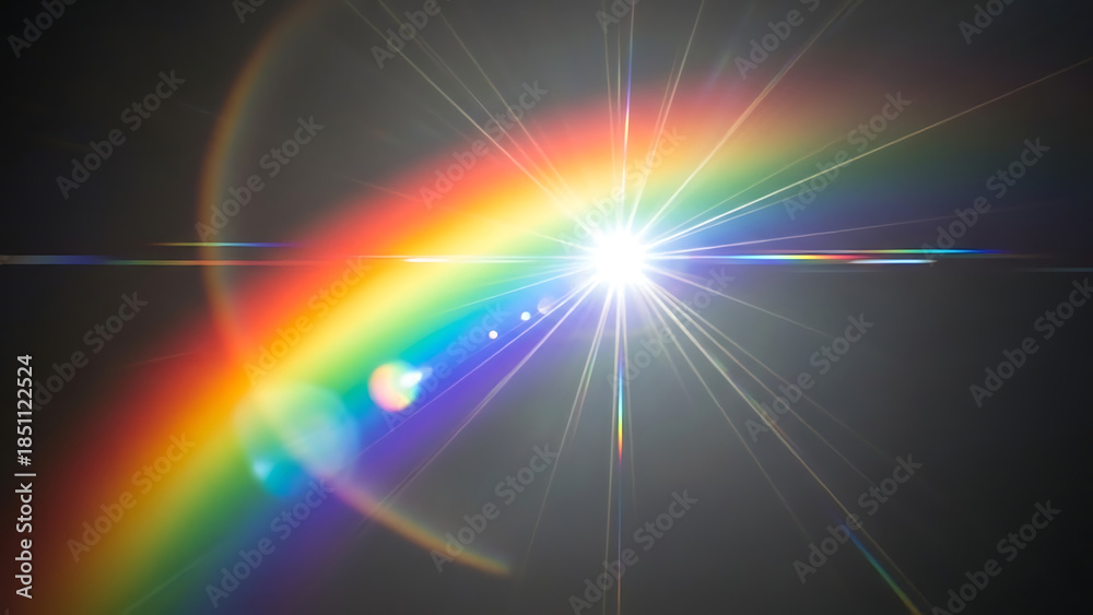 Fototapeta premium Vibrant Rainbow Spectrum Illuminating the Sky, Nature Scene, Outdoor Environment, Photography