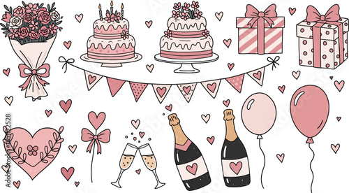 Celebration with cake and champagne