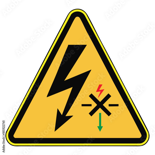 Danger high voltage electrical shock warning sign triangle yellow and black