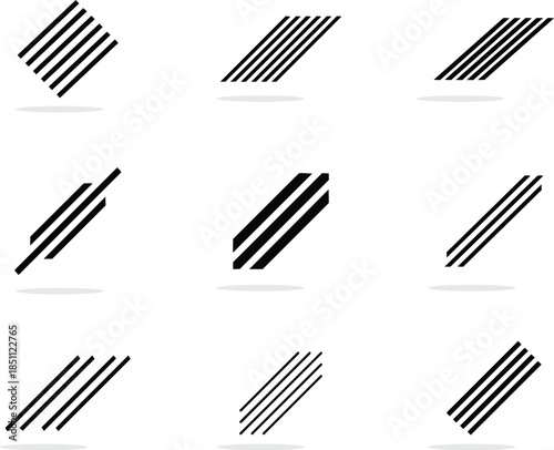 Minimalist Parallel Diagonal Line Logo Set
