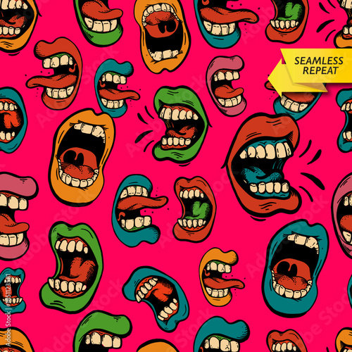 Obraz na płótnie MOUTH_0001_REPEAT_NEON PINK