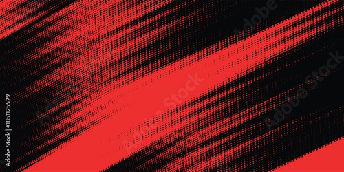 Black and Red Grunge Brush Background with Halftone Effect