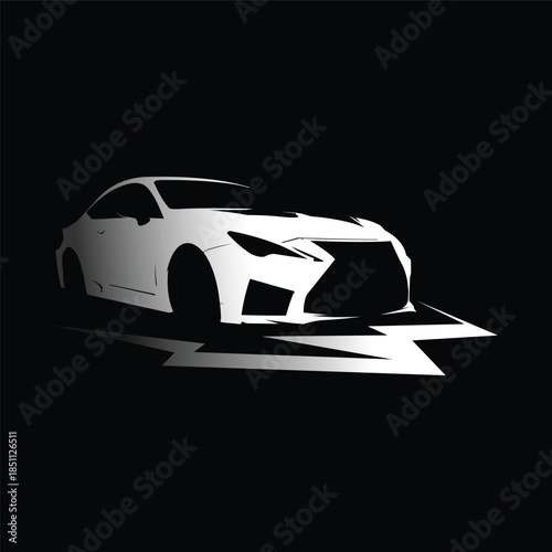 vector illustration of automotive car on black background