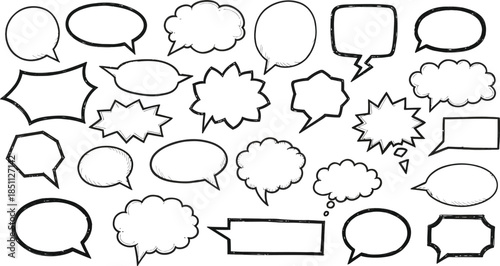 Creative design of speech bubbles and thought clouds for comic strip or graphic novel layout
