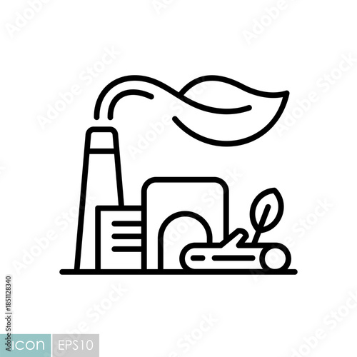 Biomass energy plant outline vector icon