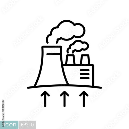 Geothermal power plant outline vector icon