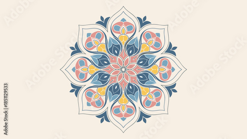 Colorful Mandala Design with Floral Patterns.