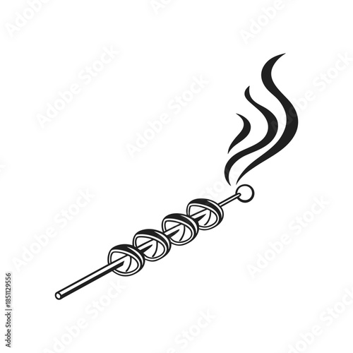 Black and white lollipop with swirls and smoke