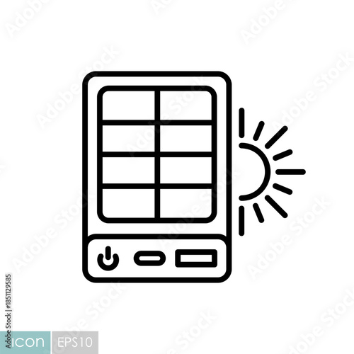 Portable solar power bank outline vector icon