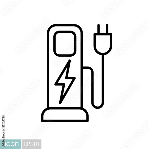 EV charging station outline vector icon