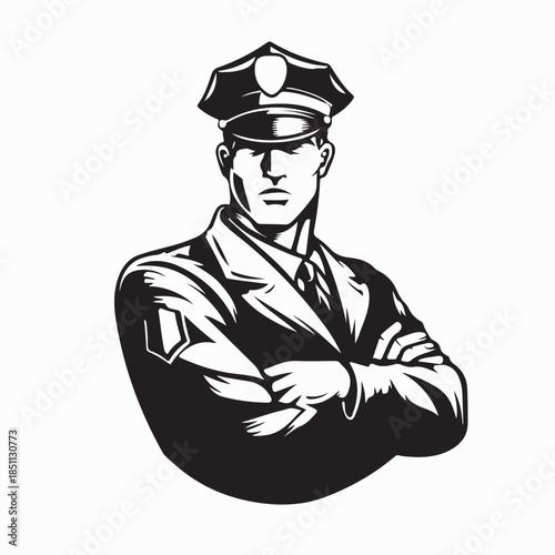 Police Officer Logo Vector Icon Design Graphic on white Background