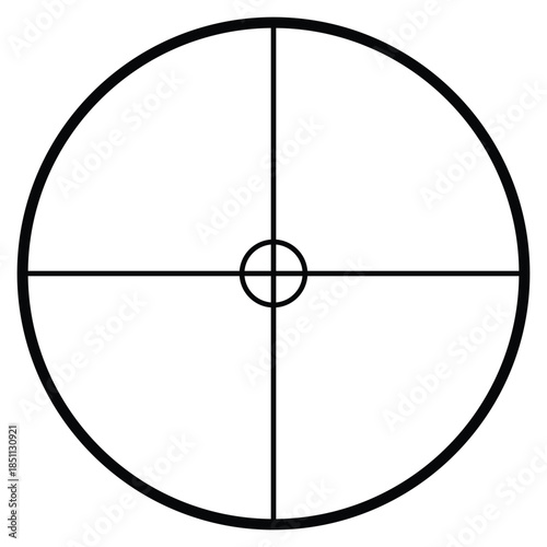 Clean circular crosshair target, balanced aiming and direction icon for navigation systems, dashboards and instructional diagrams