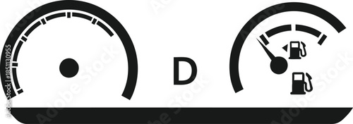 Empty Fuel Gauge Icon Represents Low Gas Level And Automobile Indicator