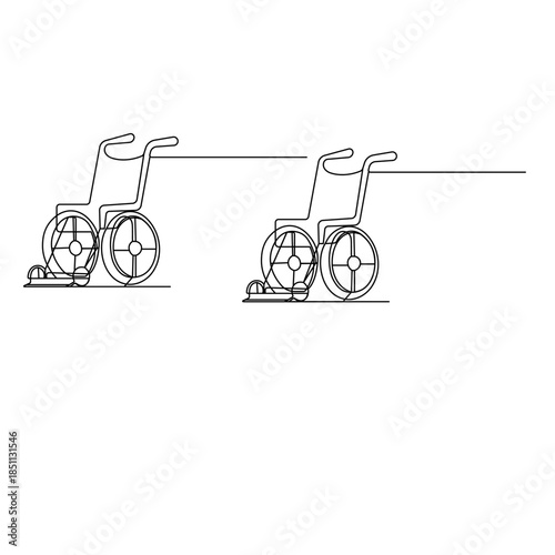 Minimalist wheelchair vector illustration in one line art style
