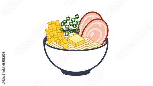 Delicious Bowl of Fresh Ramen Noodles with Vegetables and Meat