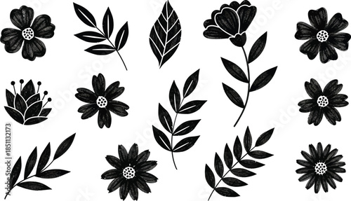 Big set with wreath, design elements, frames, calligraphic. Vector floral illustration with branches, berries, feathers and leaves. Nature frame