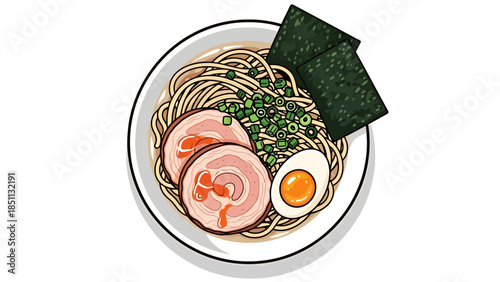 Healthy and Delicious Bowl of Ramen Noodles with Fresh Ingredients