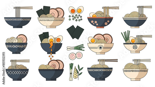 Collection of Modern Food Containers with Various Dishes and Utensils