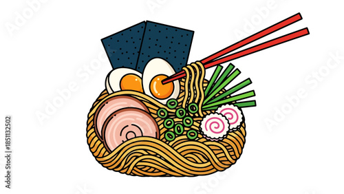 Delicious Ramen Bowl with Vegetables and Noodles for Asian Cuisine Cuisine Lovers