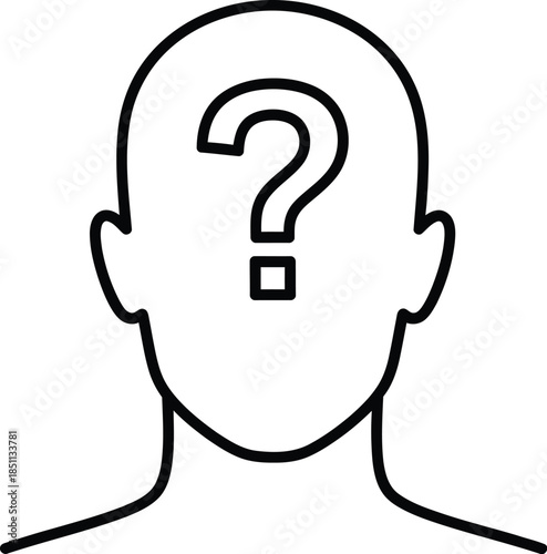 Unknown identity or query concept depicted with a human head outline and question mark