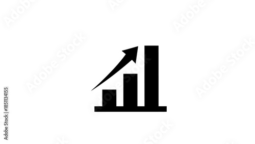 Bar chart with upward trending arrow representing growth and success.