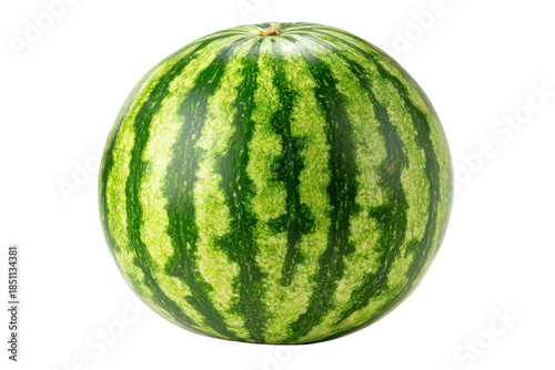 Whole ripe watermelon isolated on transparent background. Whole ripe watermelon with green stripes isolated on white background.