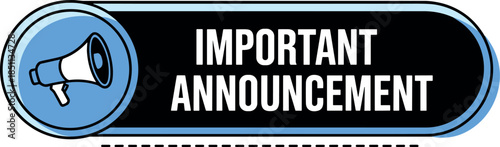 Important Announcement Banner with Megaphone Icon Vector Illustration