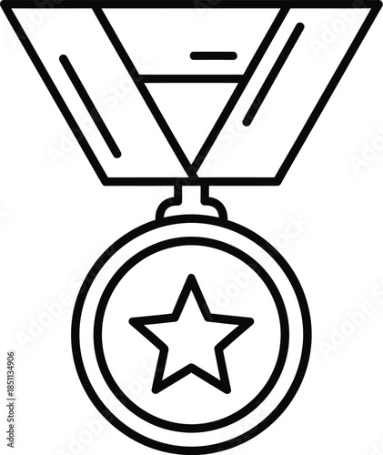 Outline icon depicting a prestigious medal with a prominent star design representing achievement