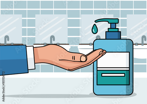 Hand hygiene in a public place