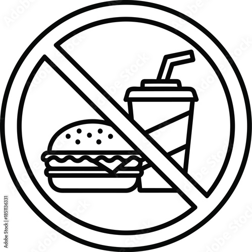 Warning sign indicating no fast food or drink allowed in restricted zones