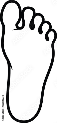 Simple black outline drawing of a human foot with distinct toes on a white background