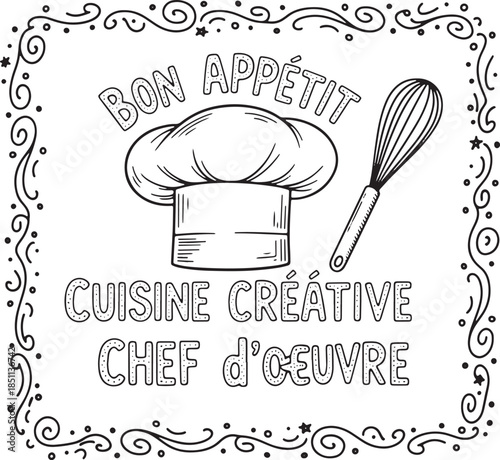 French Chef Hat Coloring Page