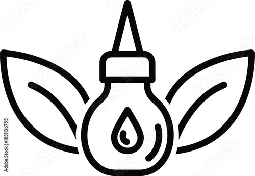 Natural essence bottle with green leaves representing organic skincare and wellness