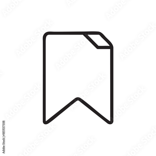 A simple black and white line drawing depicting a bookmark with a folded corner design