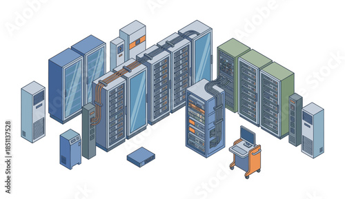 Data center racks showing cloud computing infrastructure