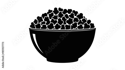 Black and White Graphic of a Bowl Full of Popcorn.