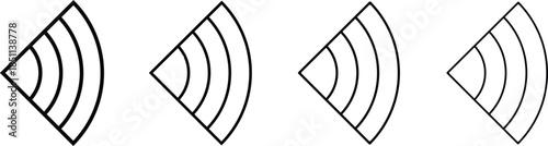 Sound volume wave icons in outline speaker direction style