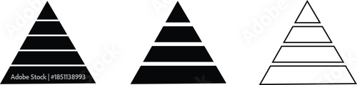 Triangle pyramid shapes with layered horizontal segments