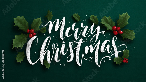 christmas greeting card with holly