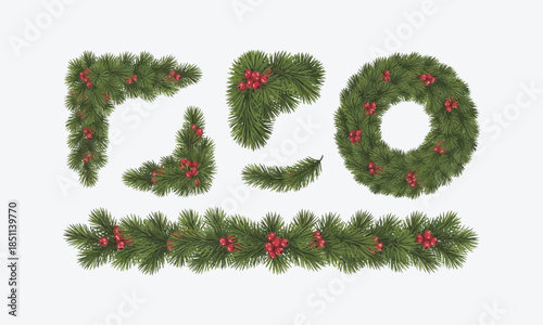 Christmas wreath with red ribbon decoration