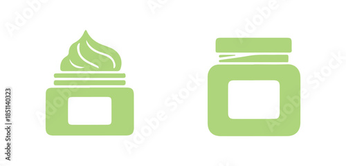 A collection of vector icons showcasing beauty, cosmetics, and personal care. Includes items like bottles, jars, shower gels, face creams, body lotions, sprays, ointments, and pastes.