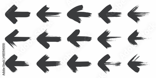 Black Arrows with Motion Blur in Various Directions on White Background for Graphic Design