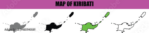 Map, Elegant Kiribati Frigate Bird Silhouette and Sea Wave Line Art with Dotted Artistic Textures for Micronesian Heritage Branding, National Symbol Designs, and Creative Modern Vector Graphic Element