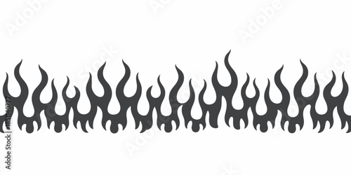 Flames pattern in dark gray silhouette on white background for graphic design