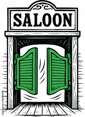 Saloon Door Green Western Vintage Bar Sign Art