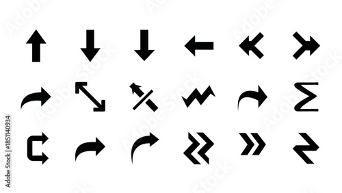 Collection of directional arrow symbols in vector format.
