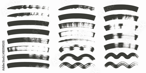 Abstract Brush Strokes in Dynamic Motion with Black and White Color Scheme on Distressed Texture for Graphic Design