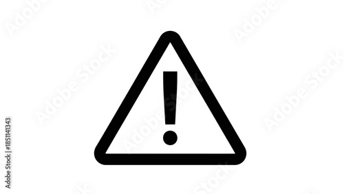 Black and white warning sign with exclamation mark inside a triangle.