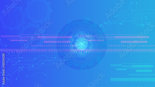 cogwheels and plexus effect Abstract blue technological background Abstract background. Scientific and technological concept