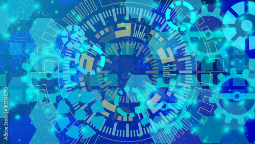 abstract blue background with space Abstract technology background. Hi-tech communication concept futuristic digital innovation web - template, business tech presentation
